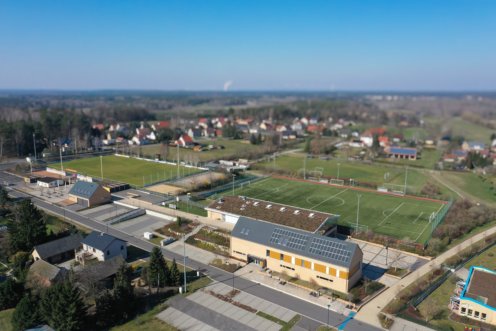 Sportkomplex Luftaufnahme Baugebiet Trebendor